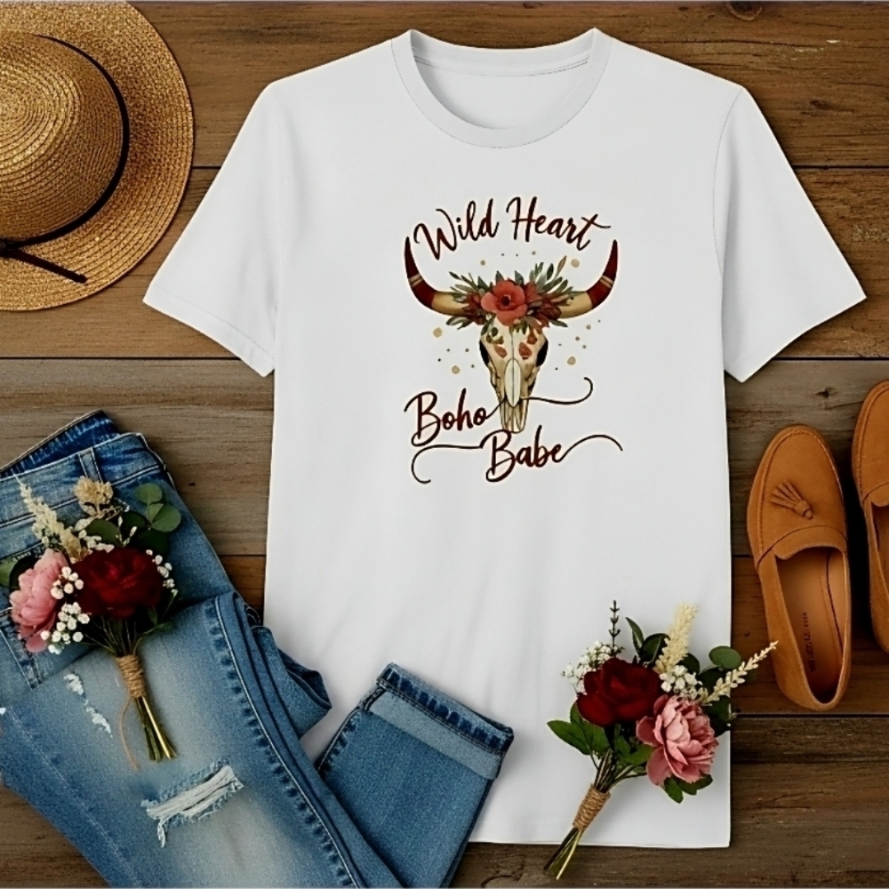 Wild Heart Boho Babe Tee • Front & Back Graphic • Boho Western Dreamcatcher